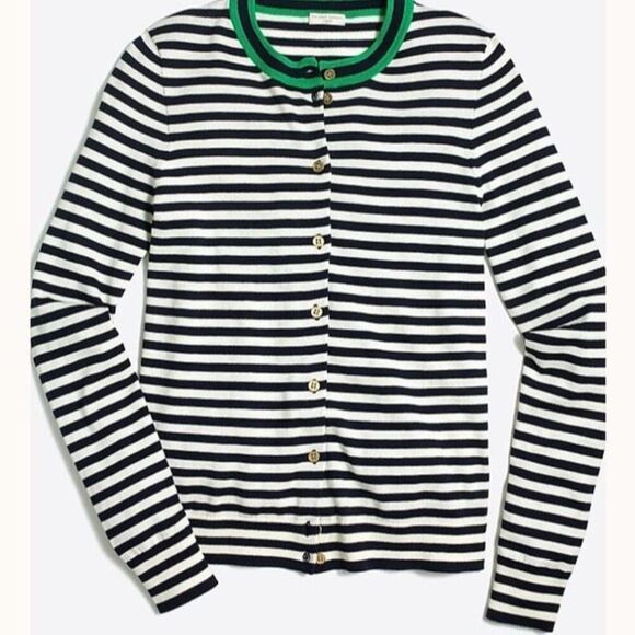 J Crew XXL Tipped stripe Caryn cardigan sweater - Picture 1 of 5